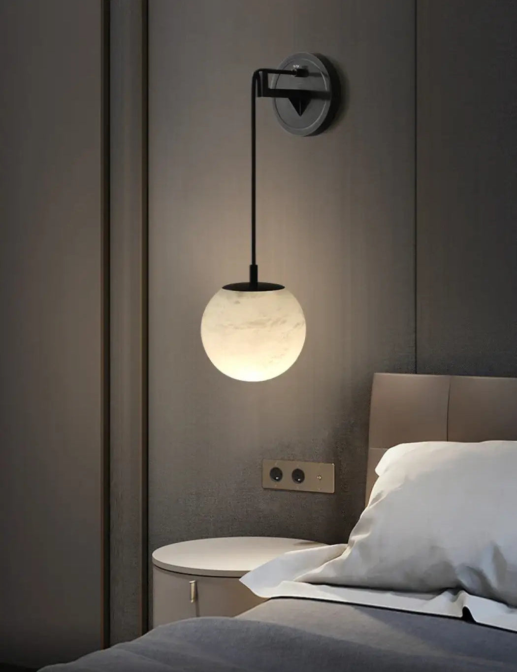 Applique murale LED en marbre doré et noir avec globe — vue 2