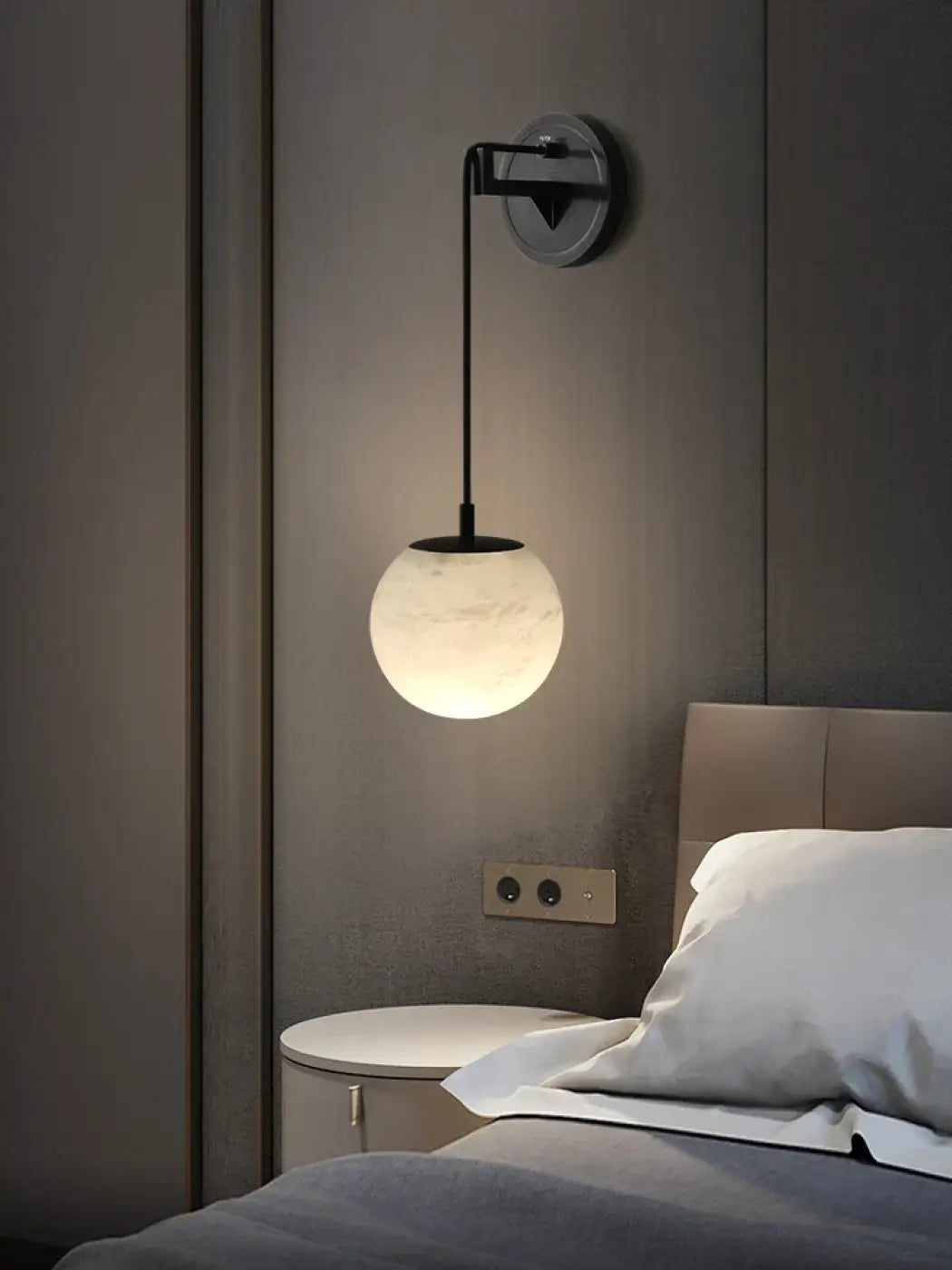 Applique murale LED en marbre doré et noir avec globe — vue 2