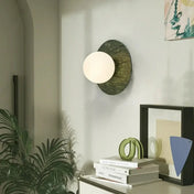 Applique murale LED en marbre vert et verre opalin — vue 1