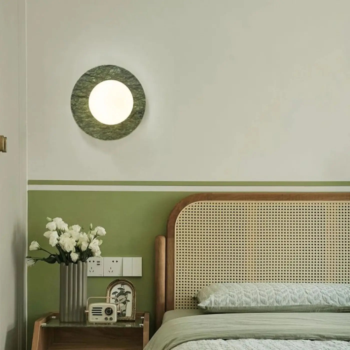 Applique murale LED en marbre vert et verre opalin — vue 3