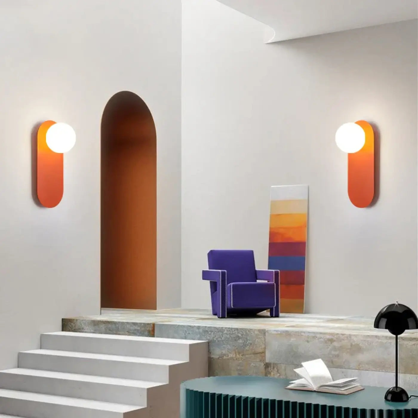 Applique murale LED en métal et verre à boule blanche — vue 2
