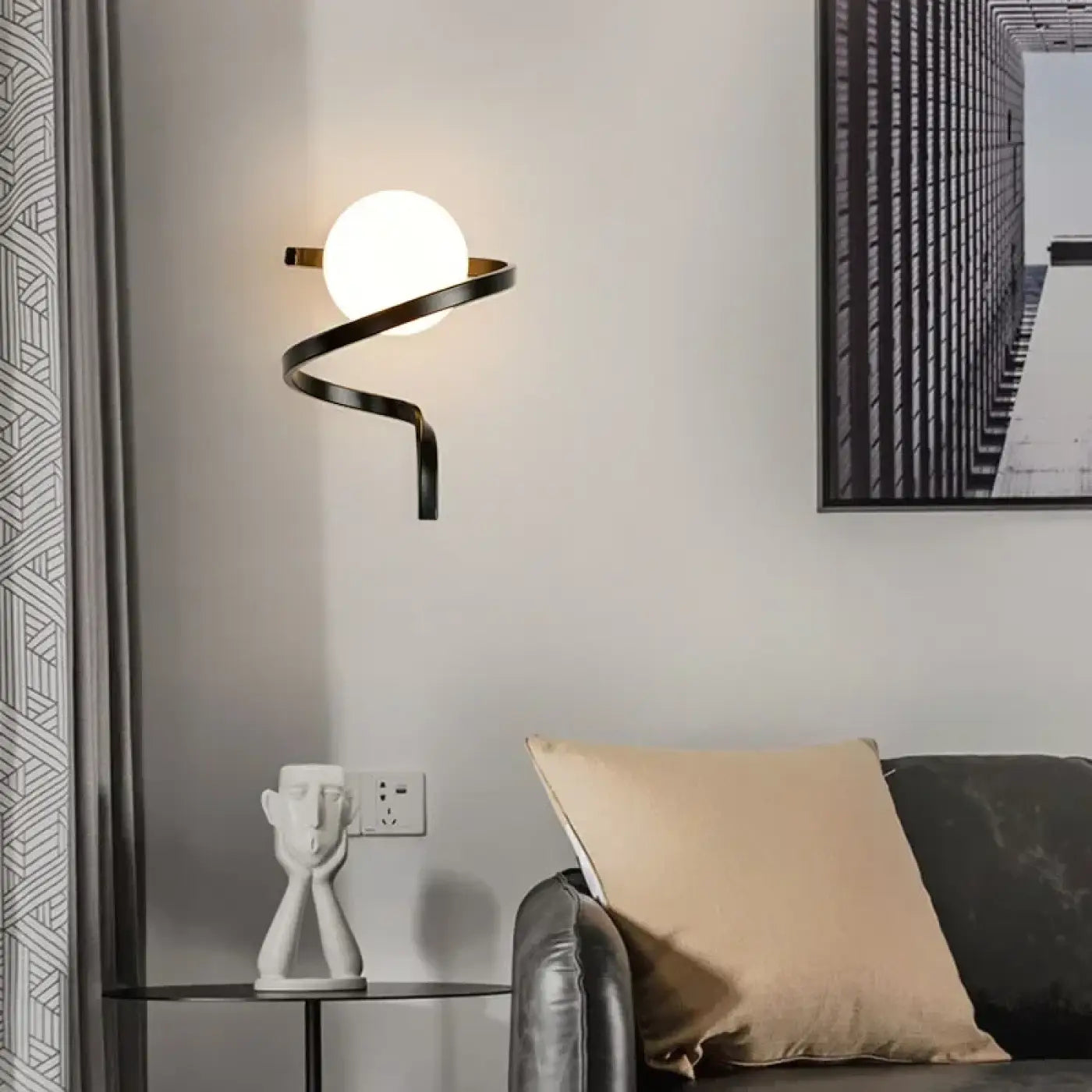 Applique murale LED en métal et verre noir et doré E27 — vue 3