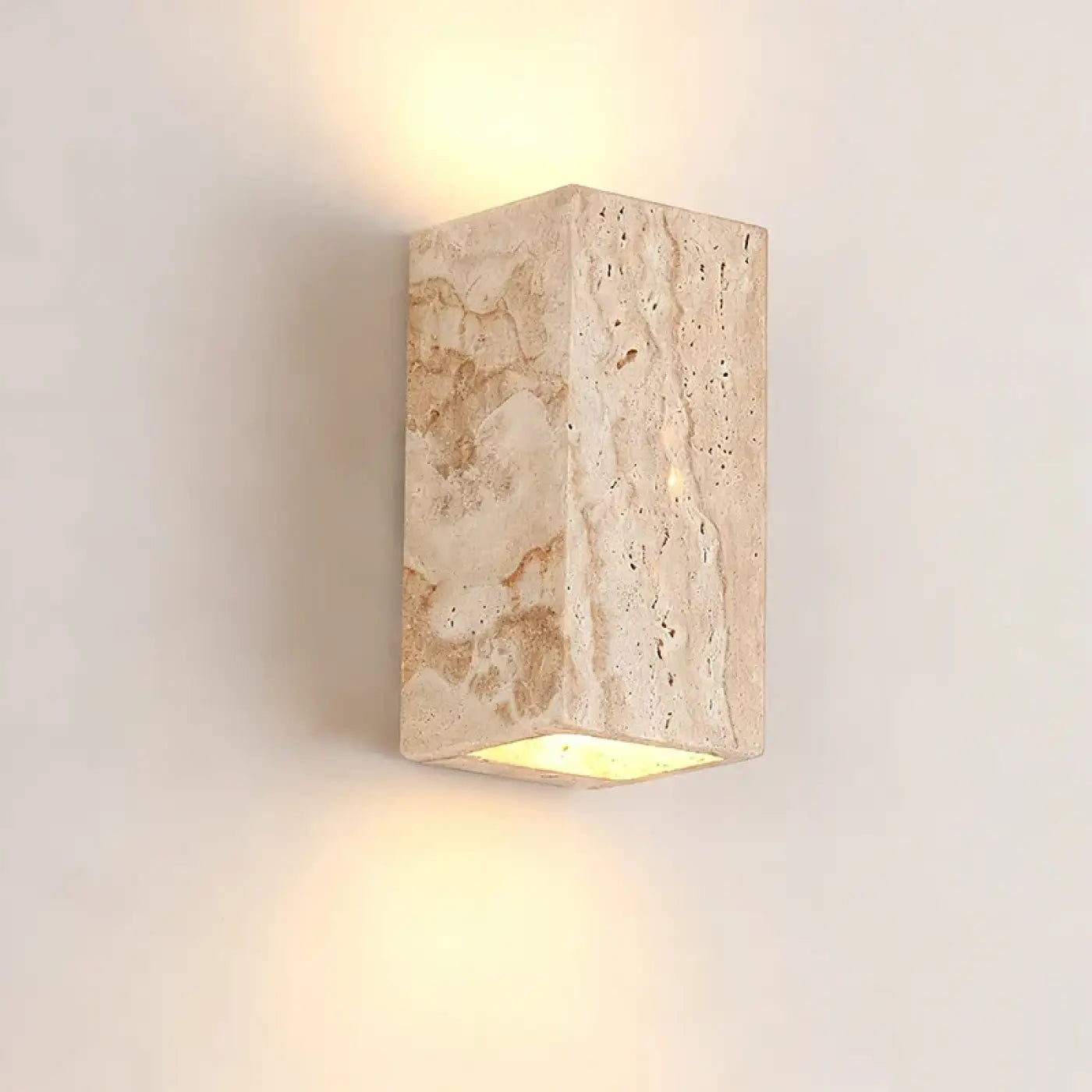Applique murale LED en pierre beige carrée minimaliste — vue 1