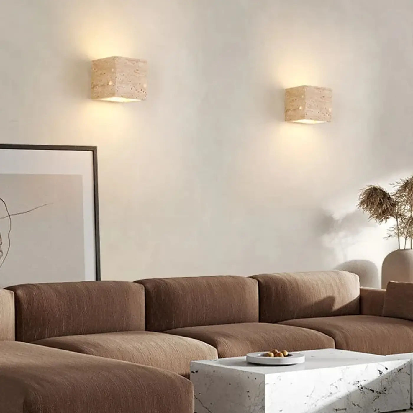 Applique murale LED en pierre et acrylique beige scandinave — vue 2