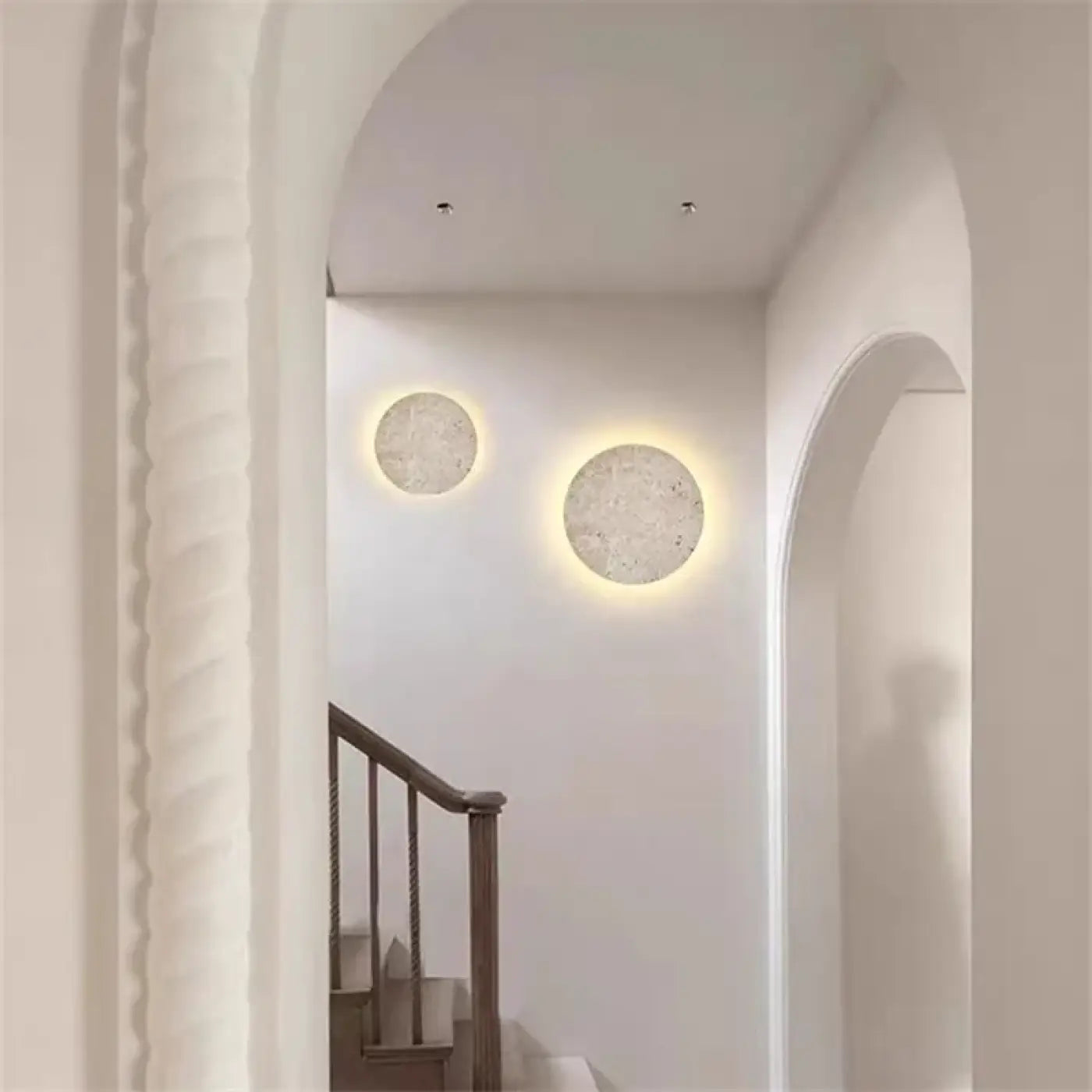 Applique murale LED en pierre et acrylique beige scandinave — vue 3