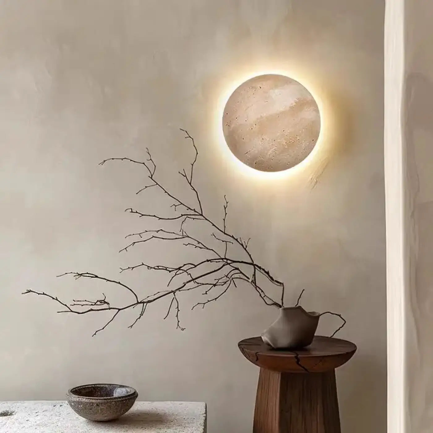 Applique murale LED en pierre et acrylique beige scandinave — vue 5