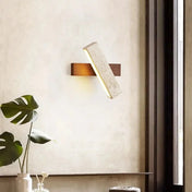 Applique murale LED en pierre et bois beige câble ajustable — vue 1