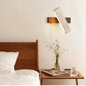 Applique murale LED en pierre et bois beige câble ajustable — vue 11