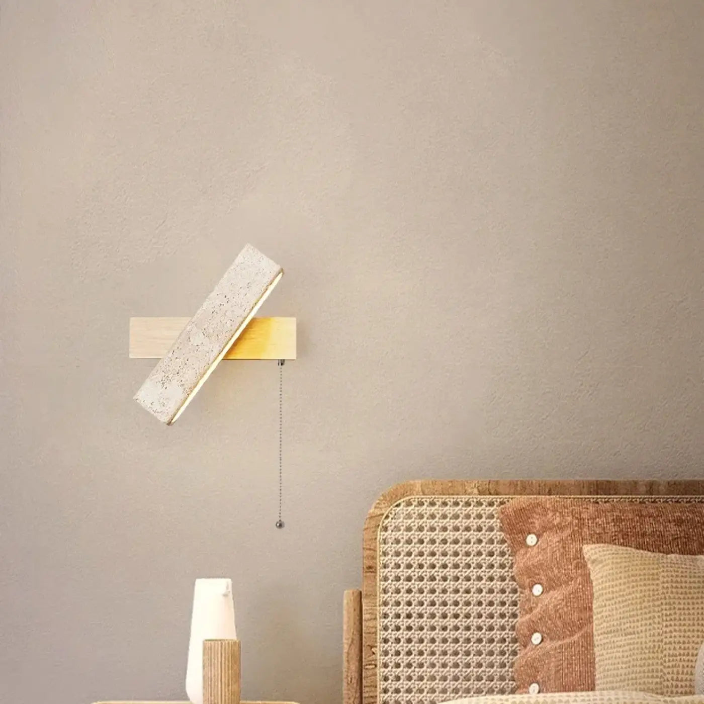 Applique murale LED en pierre et bois beige câble ajustable — vue 12