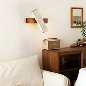 Applique murale LED en pierre et bois beige câble ajustable — vue 4