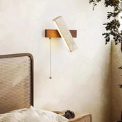 Applique murale LED en pierre et bois beige câble ajustable — vue 6