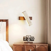 Applique murale LED en pierre et bois beige câble ajustable — vue 7