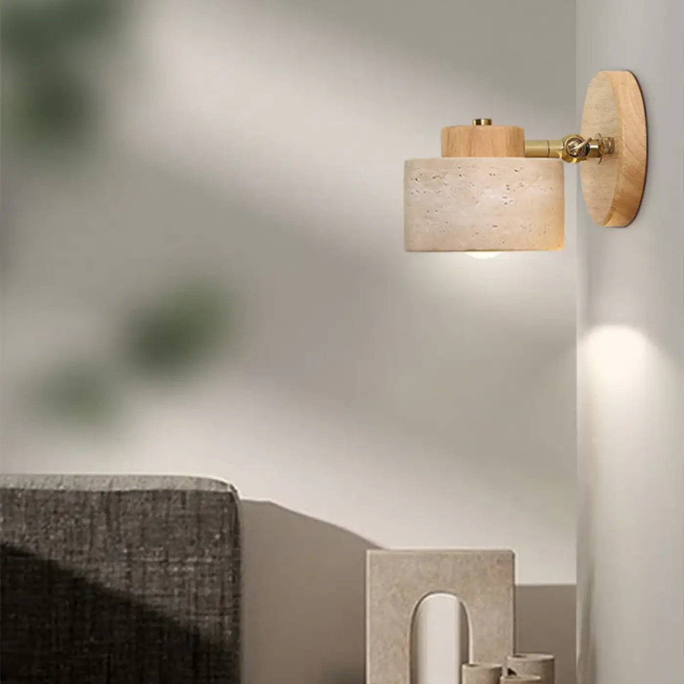 Applique murale LED en pierre et bois style Art Déco — vue 2
