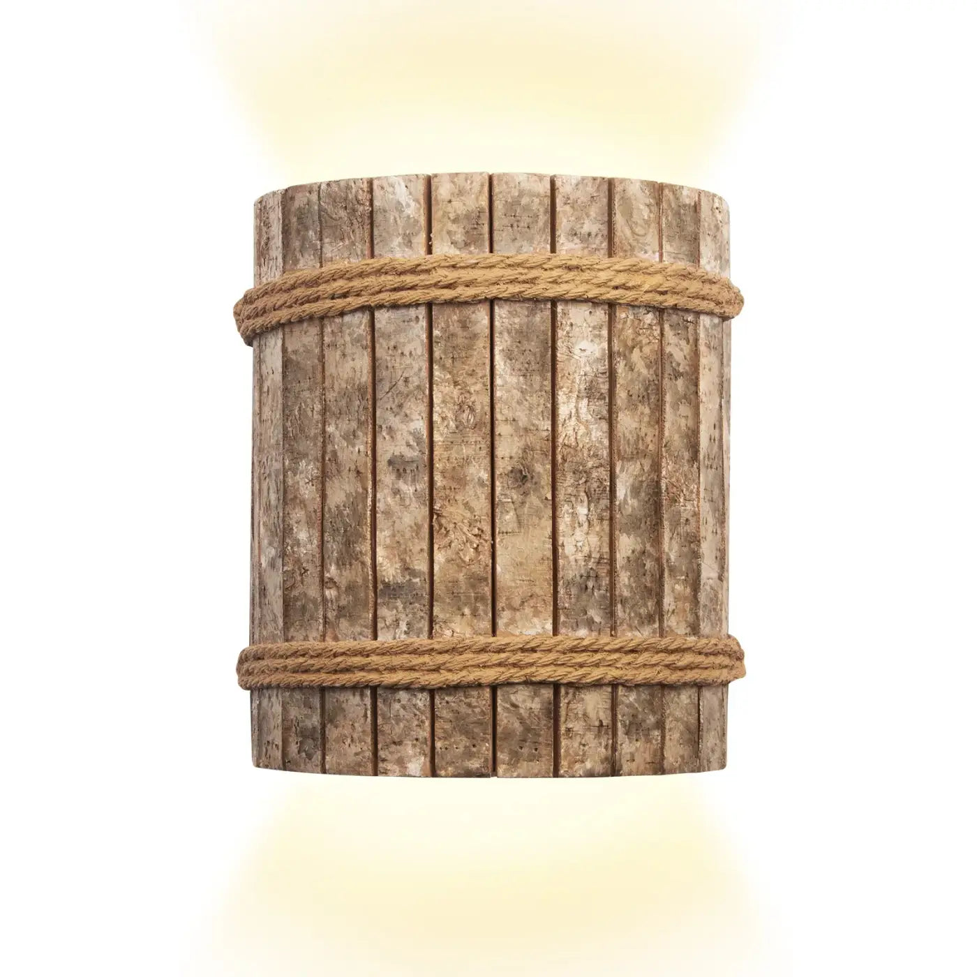 Applique murale LED en rotin et bois beige scandinave — vue 3