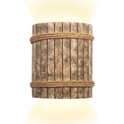 Applique murale LED en rotin et bois beige scandinave — vue 3