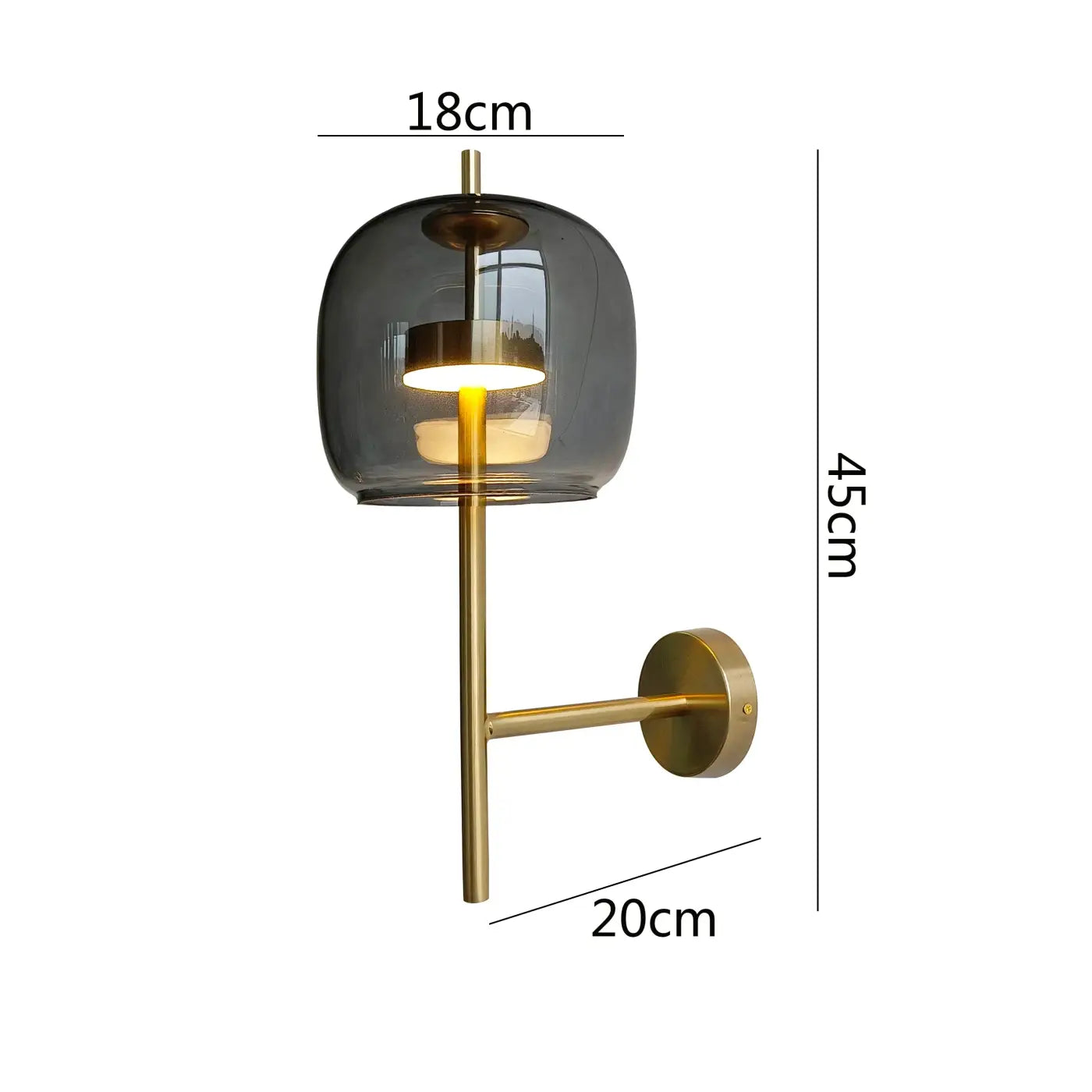 Applique murale LED en verre ambré IP65 style scandinave — vue 1