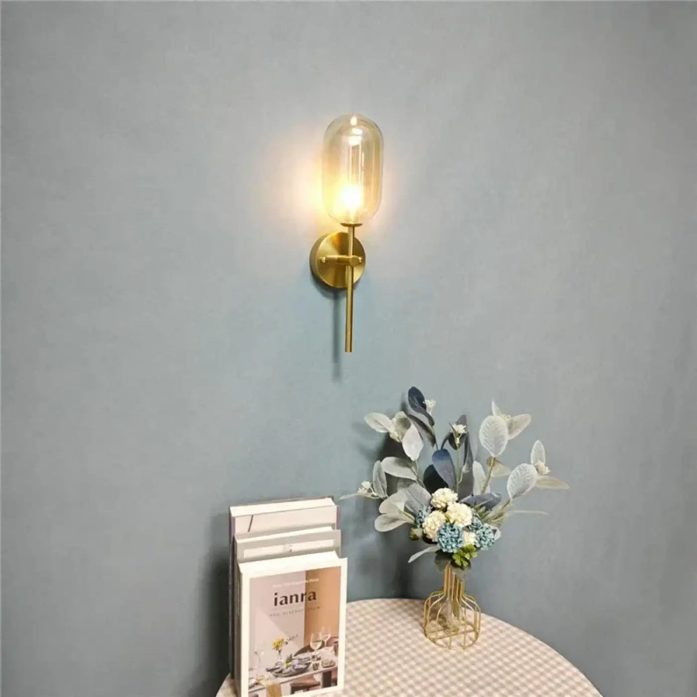 Applique murale LED en verre et laiton doré scandinave — vue 2