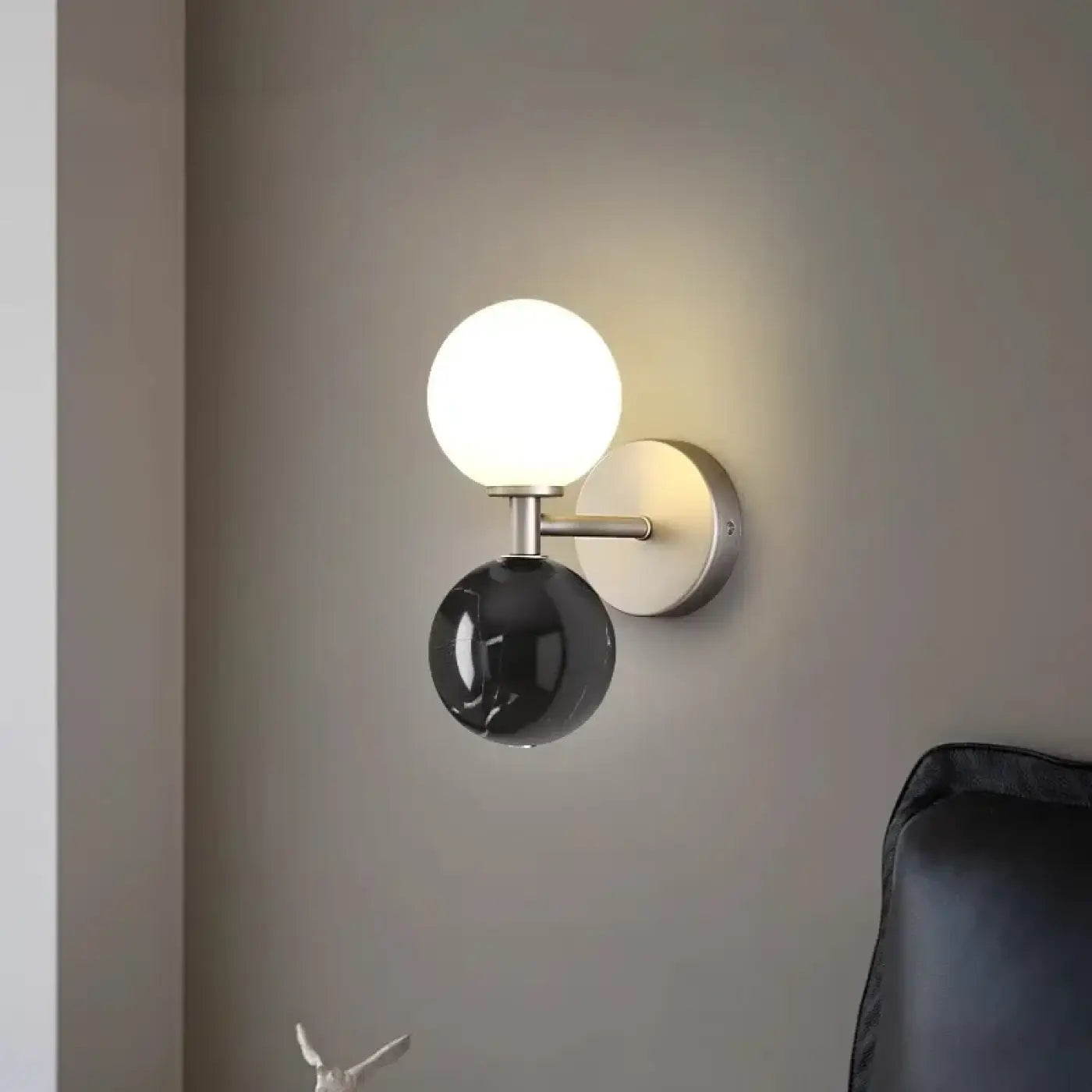 Applique murale LED en verre et marbre à 2 lumières — vue 2