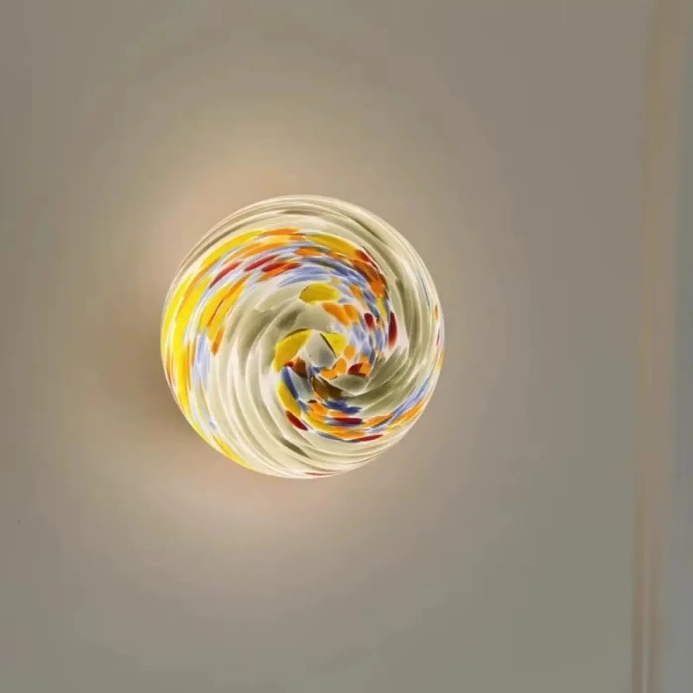 Applique murale LED en verre jaune ronde design original — vue 5