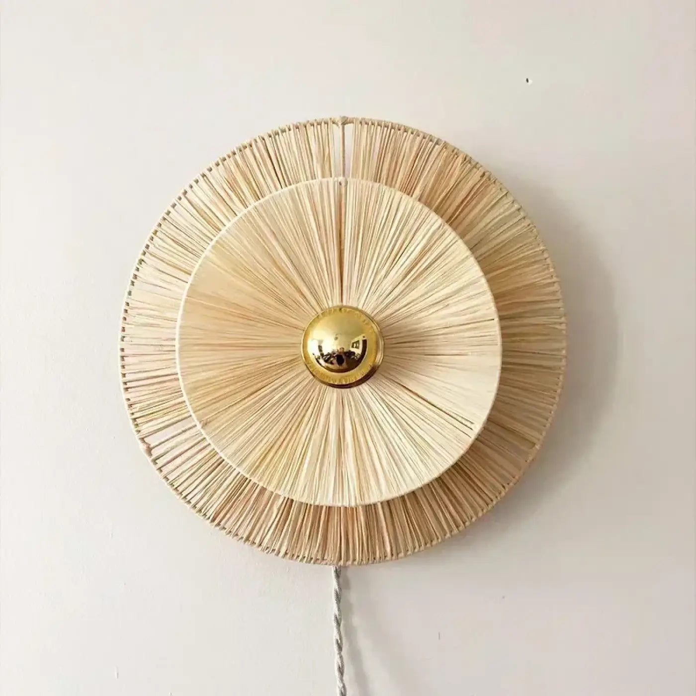 Applique murale LED fibre naturelle et métal vintage — vue 1