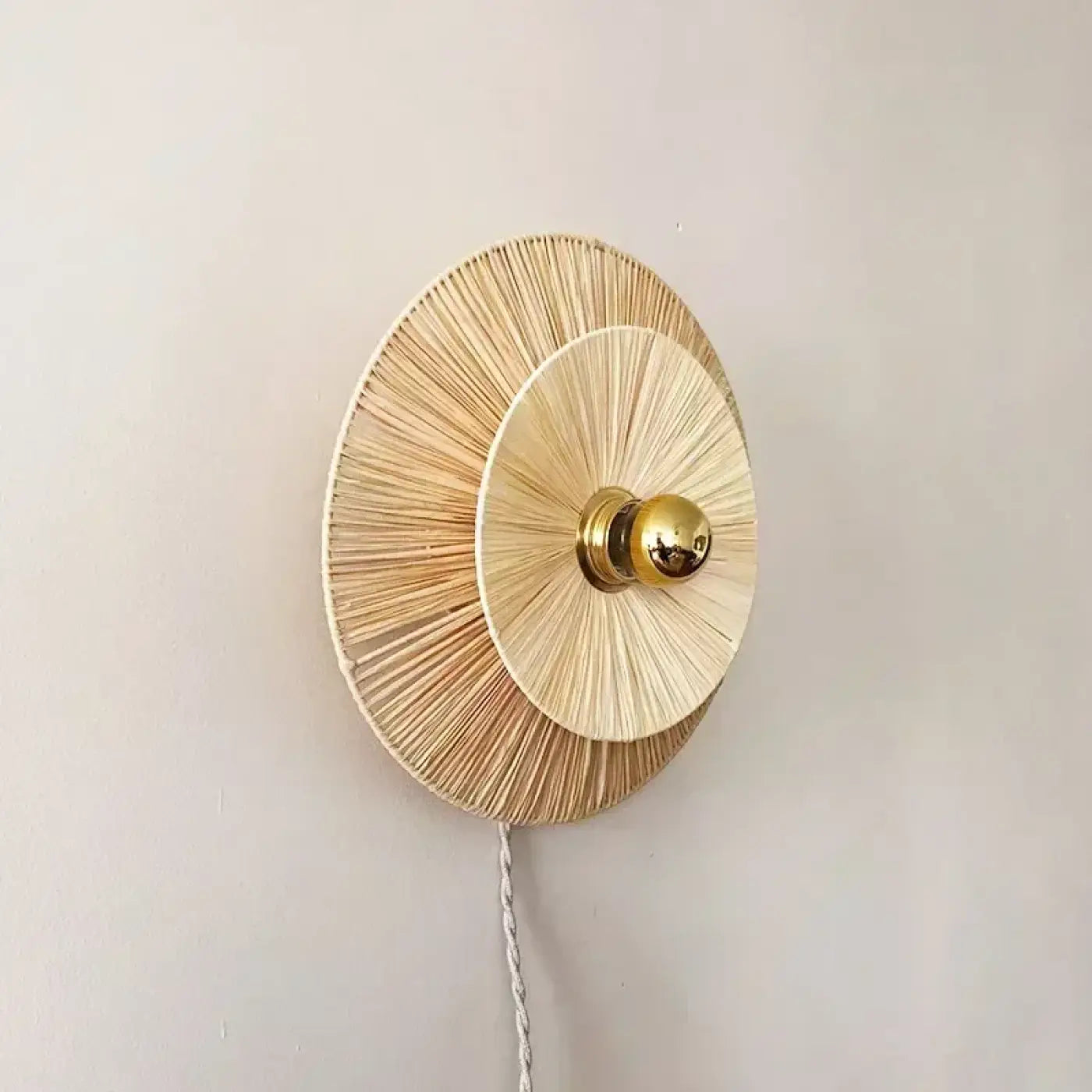 Applique murale LED fibre naturelle et métal vintage — vue 2