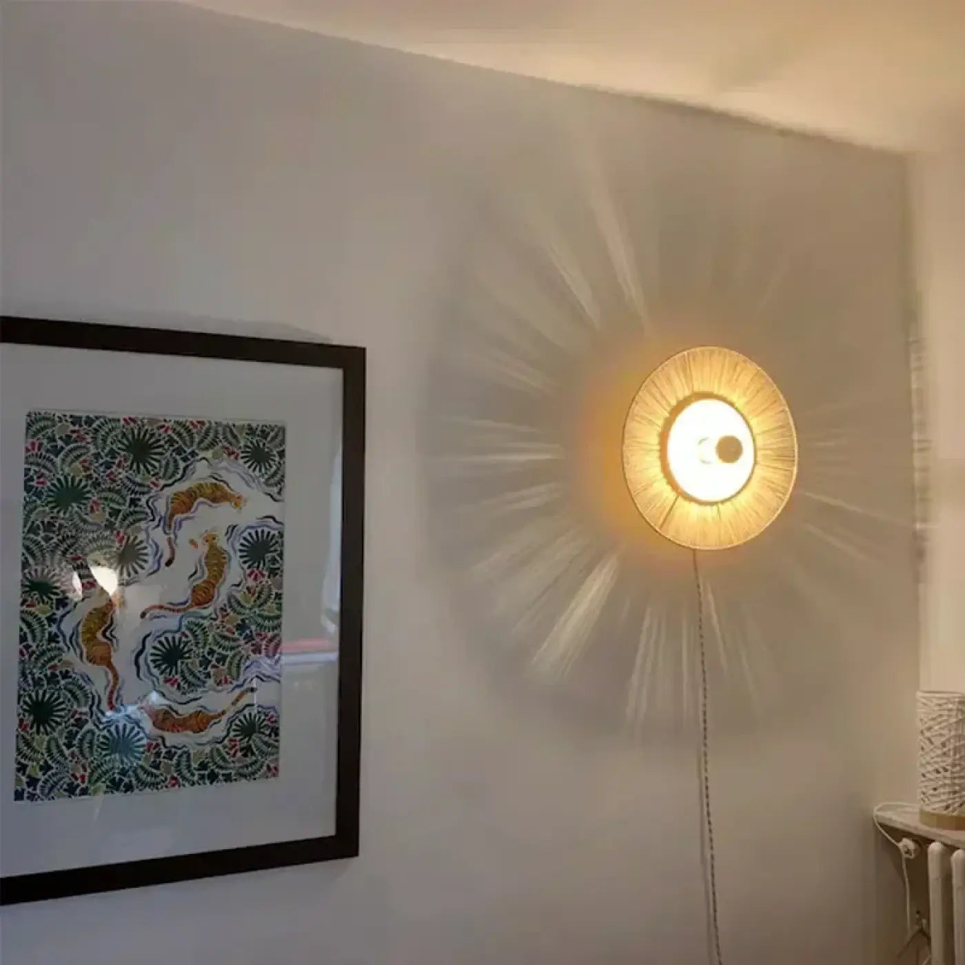 Applique murale LED fibre naturelle et métal vintage — vue 3