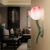 Applique murale LED fleur de lotus rose et vert E27 — vue 1