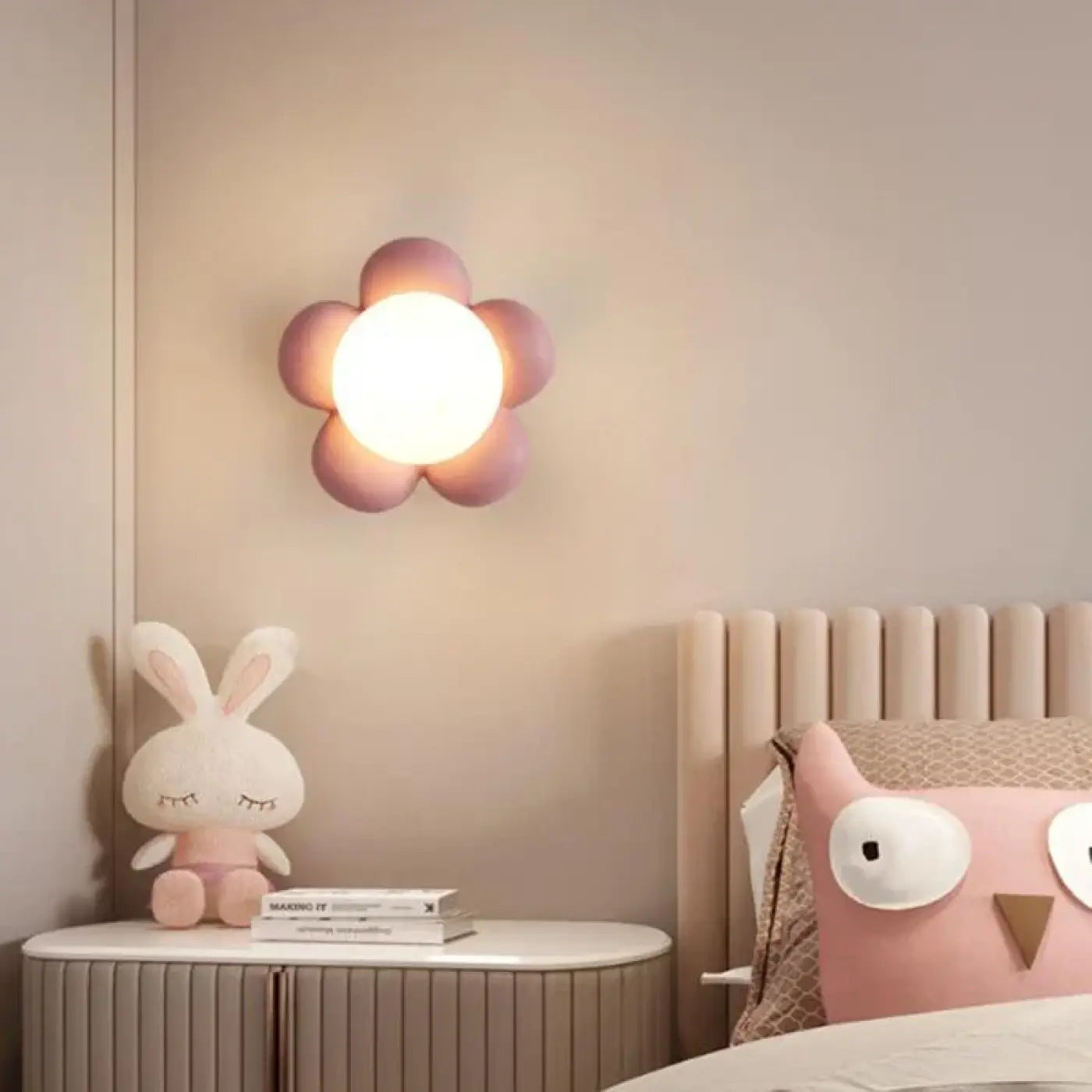 Applique murale LED fleur rose verre chambre enfant — vue 5