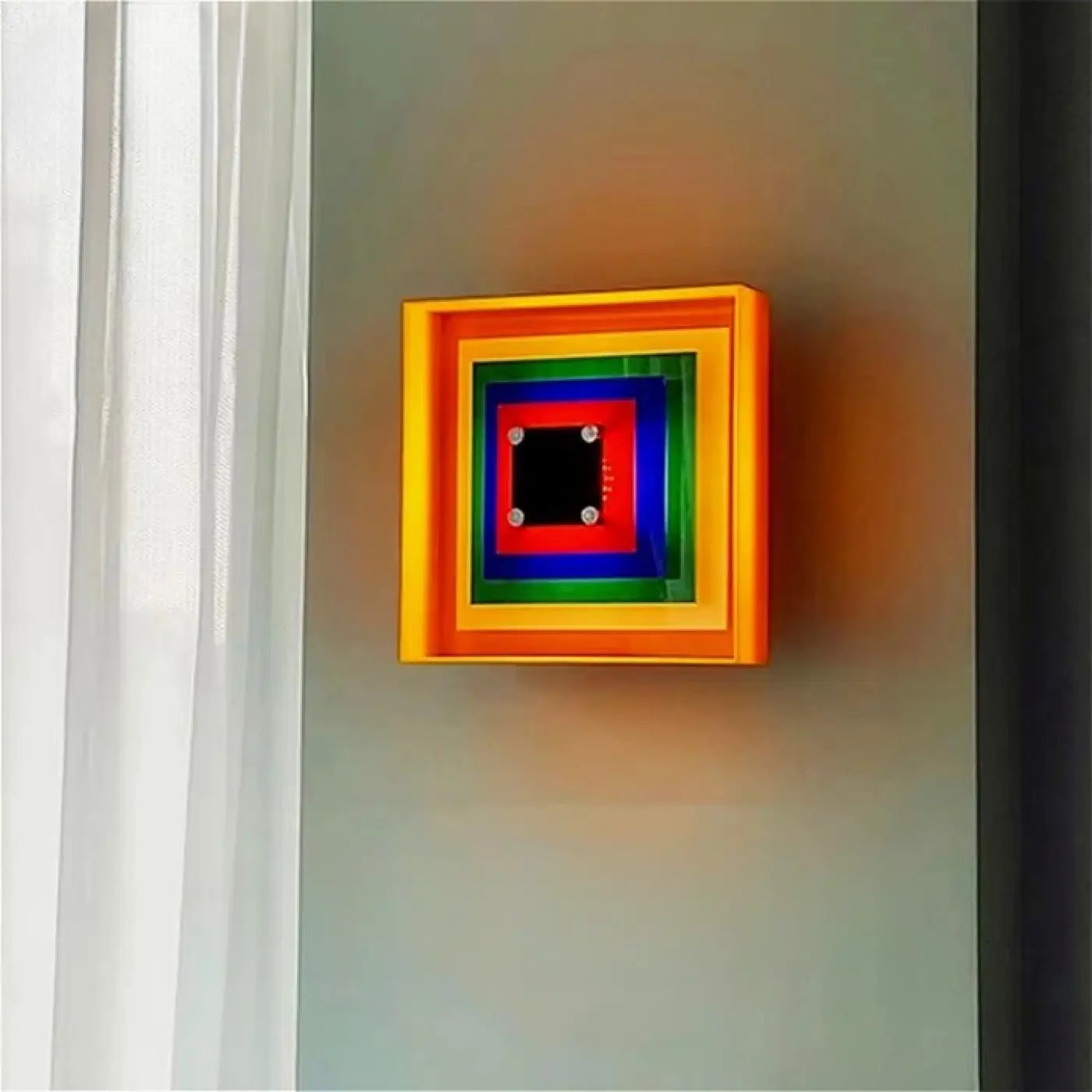 Applique murale LED géométrique en acrylique blanc et jaune — vue 1