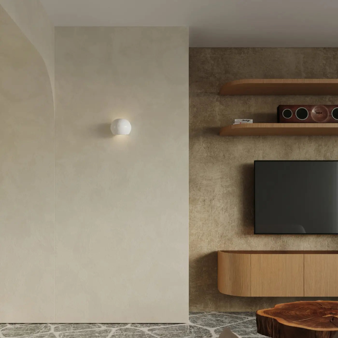 Applique murale LED globe en verre et céramique blanche — vue 4