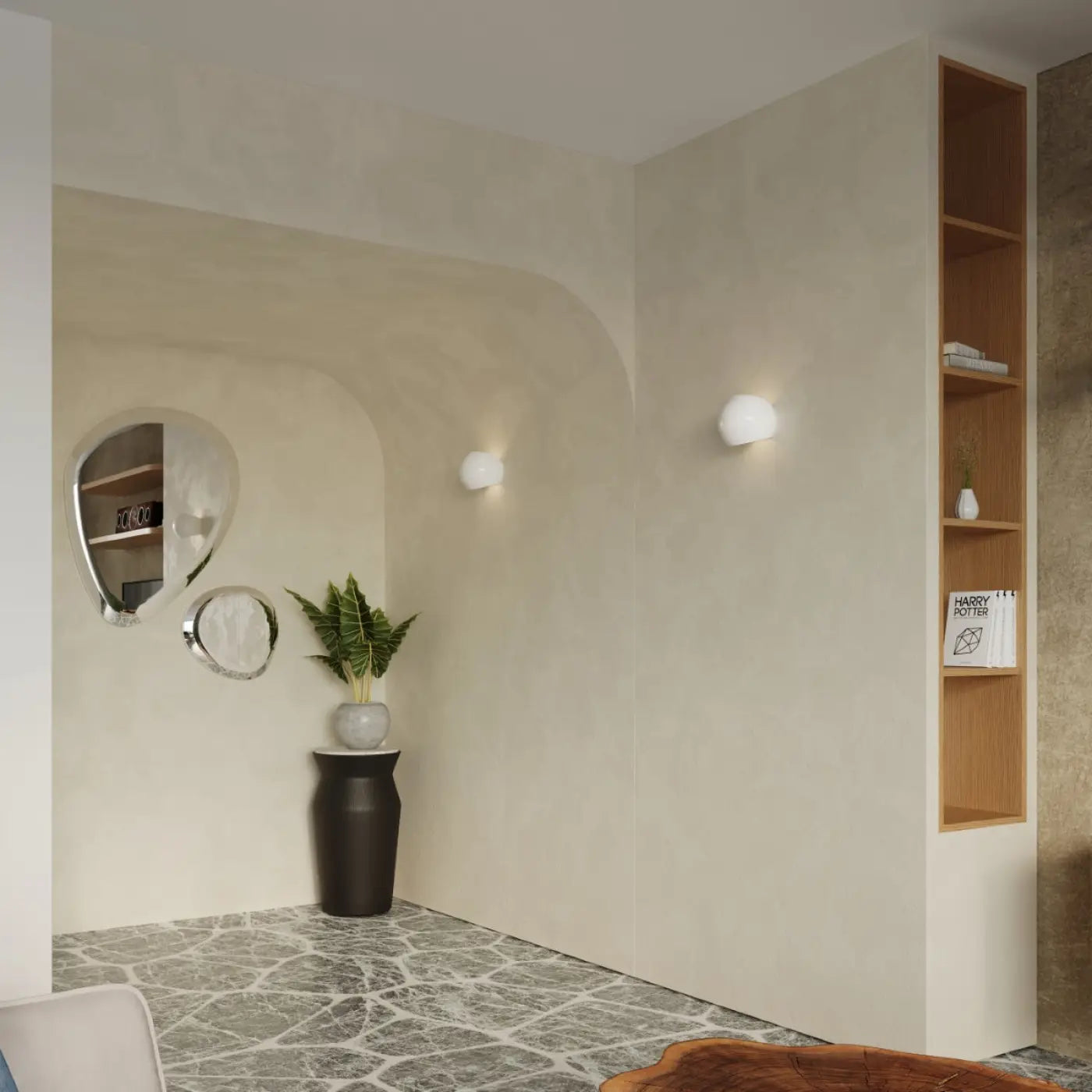 Applique murale LED globe en verre et céramique blanche — vue 5