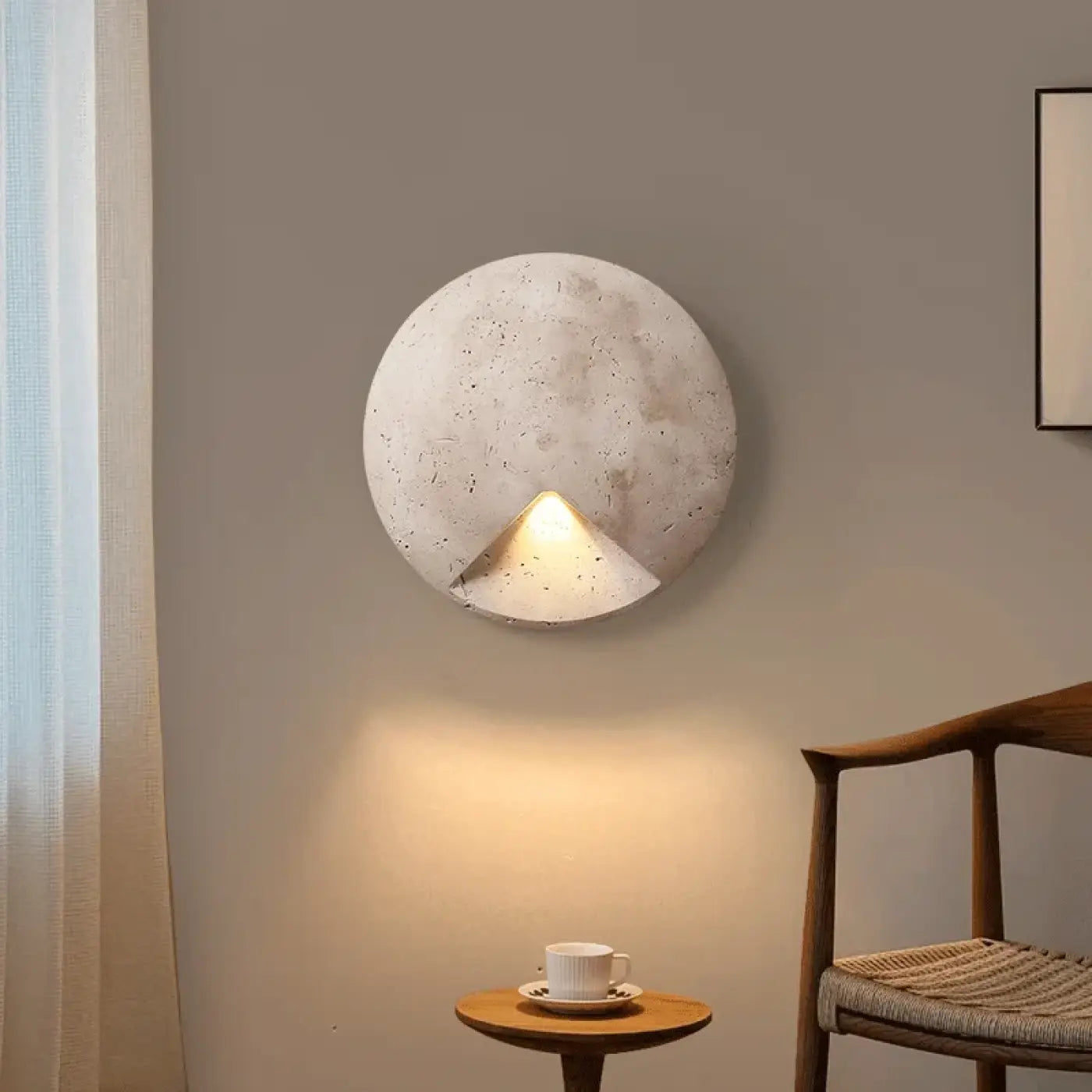 Applique murale LED grise ronde en pierre pour couloir — vue 2
