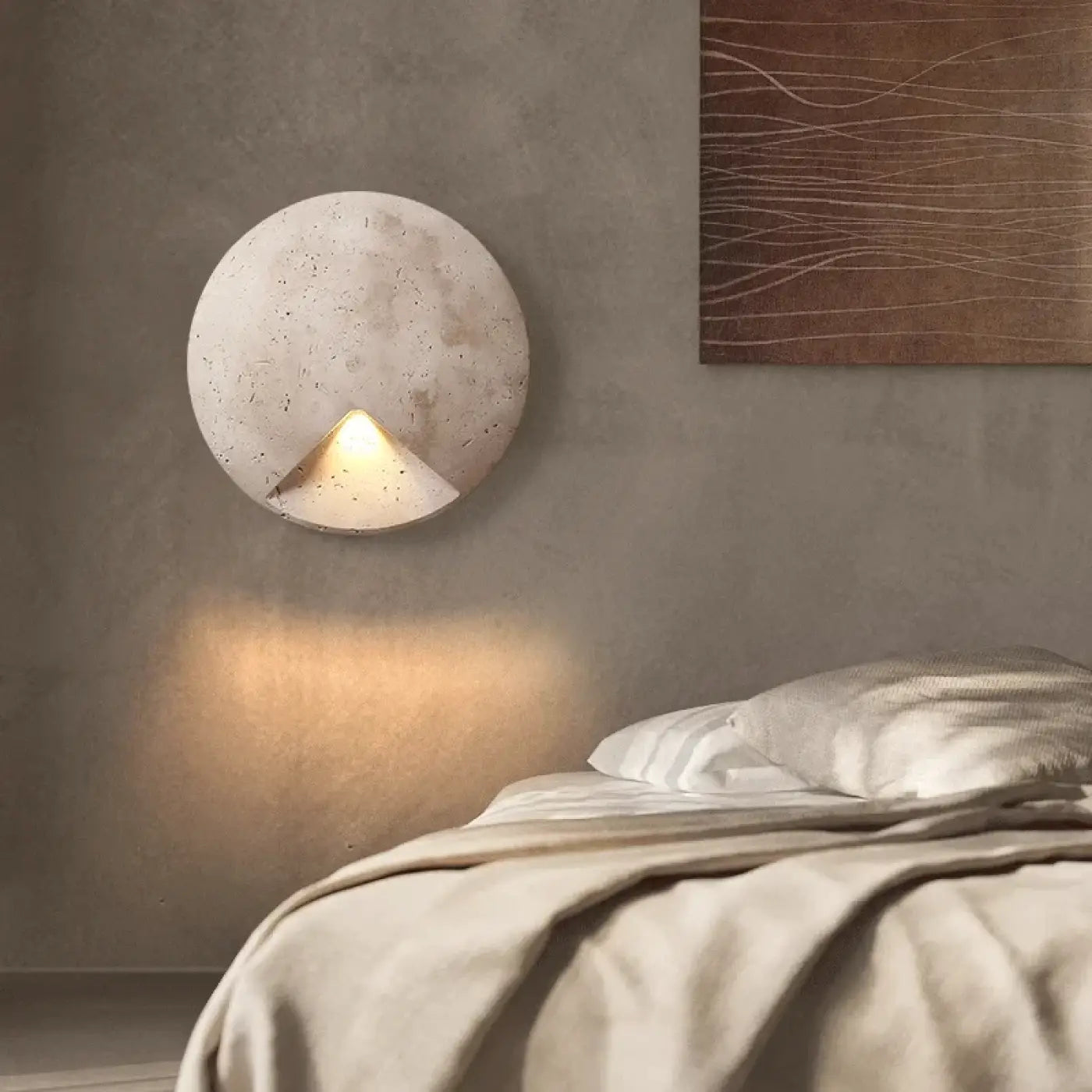 Applique murale LED grise ronde en pierre pour couloir — vue 5
