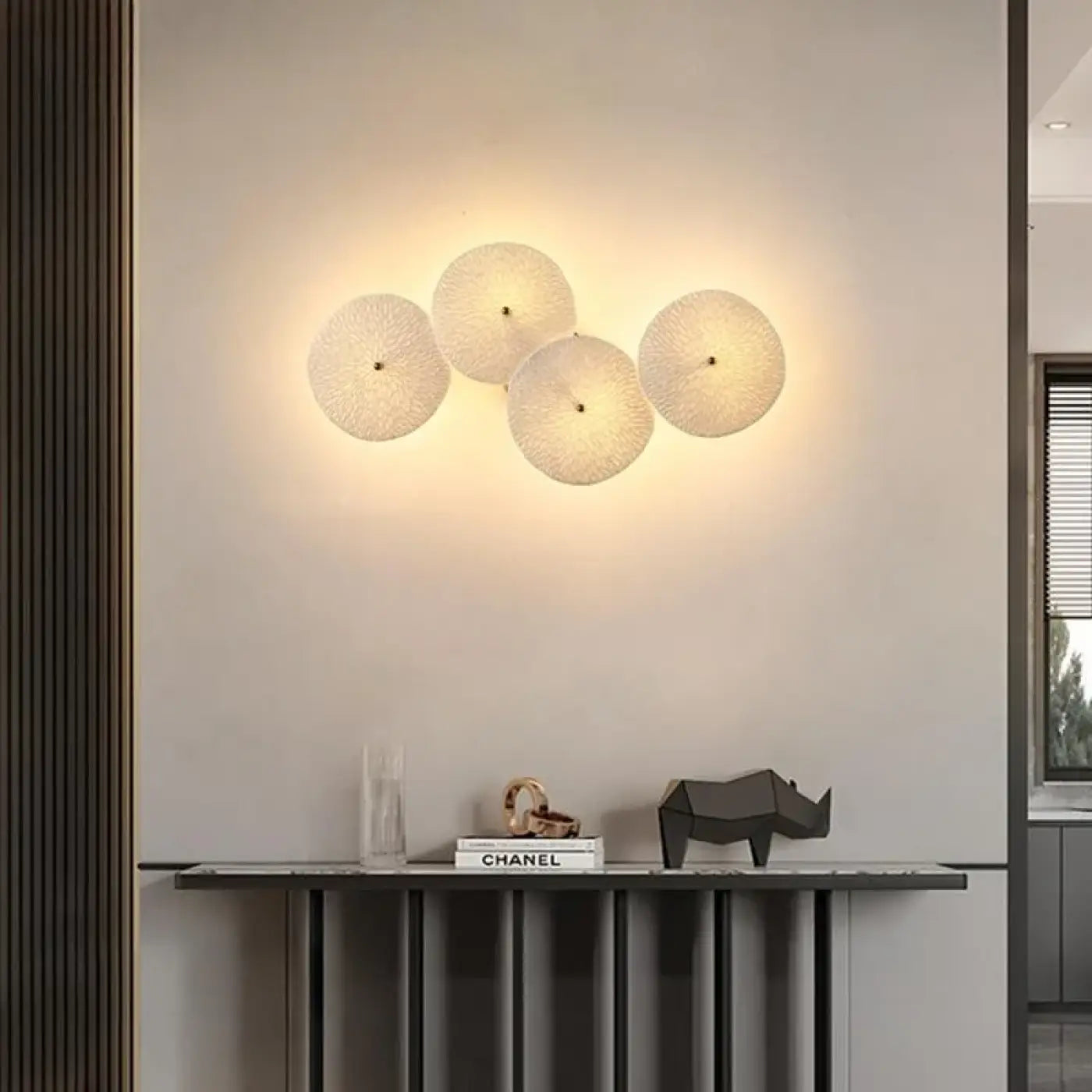 Applique murale LED horizontale en verre structuré blanc — vue 2