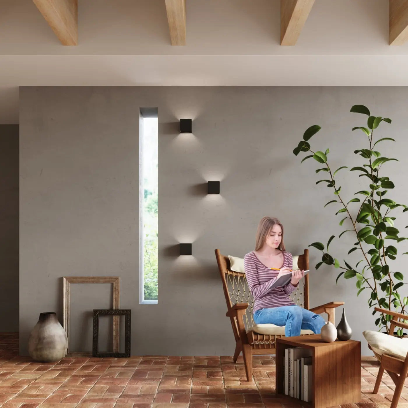 Applique murale LED intégrée aluminium noir IP54 — vue 9