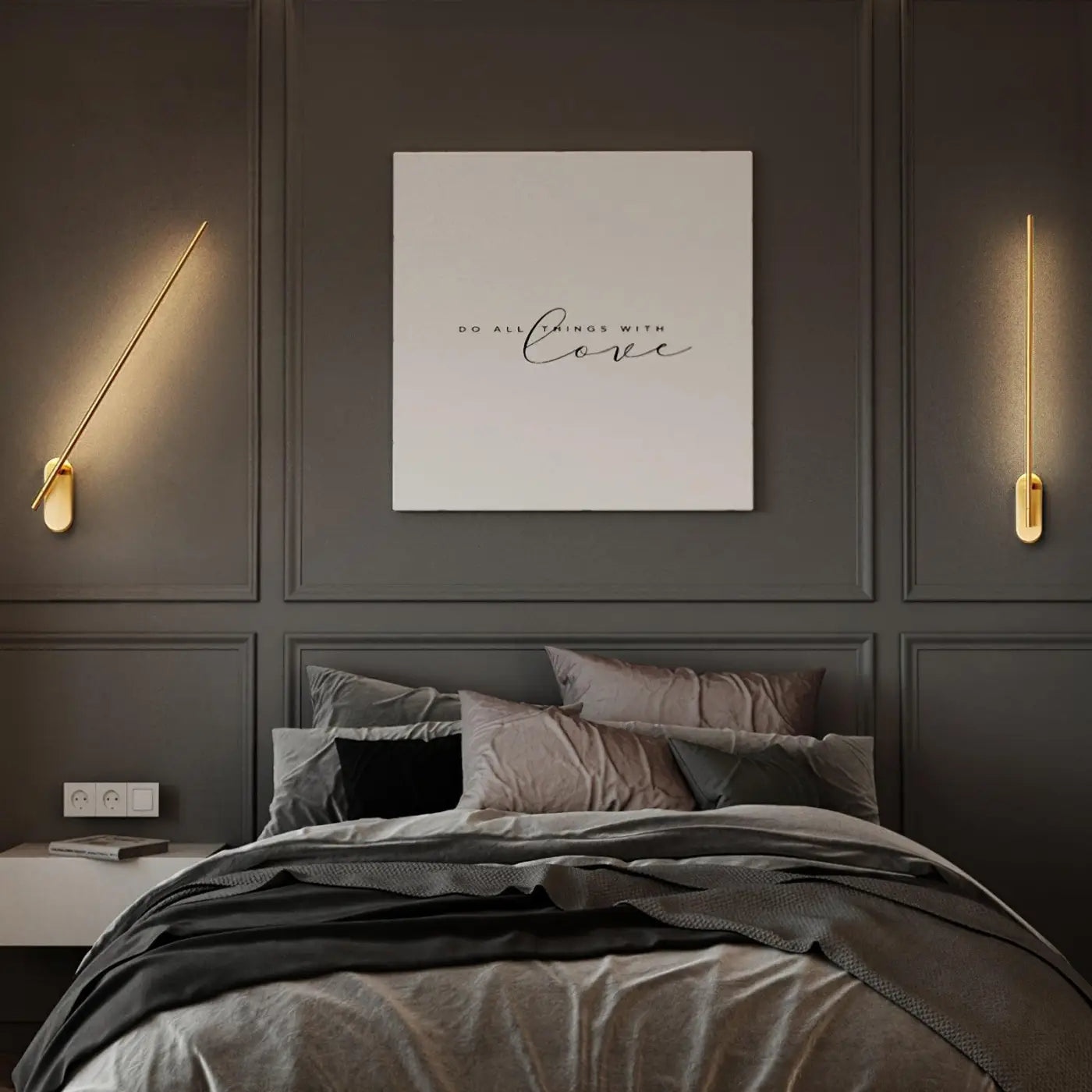 Applique murale LED linéaire aluminium noir et or — vue 3