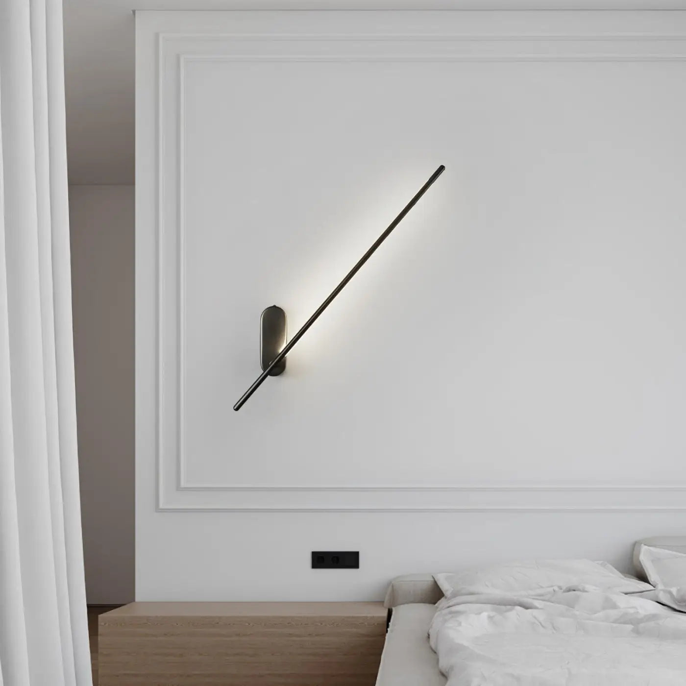 Applique murale LED linéaire aluminium noir et or — vue 5