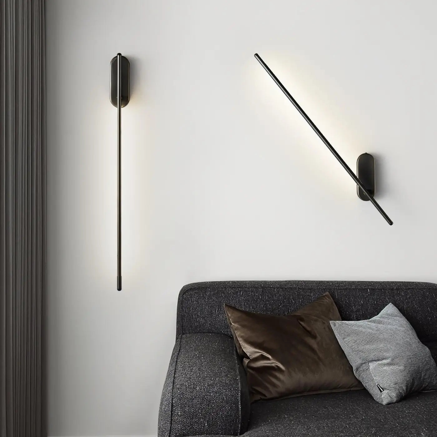 Applique murale LED linéaire aluminium noir et or — vue 7