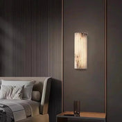 Applique murale LED longiligne blanche en pierre et métal — vue 1