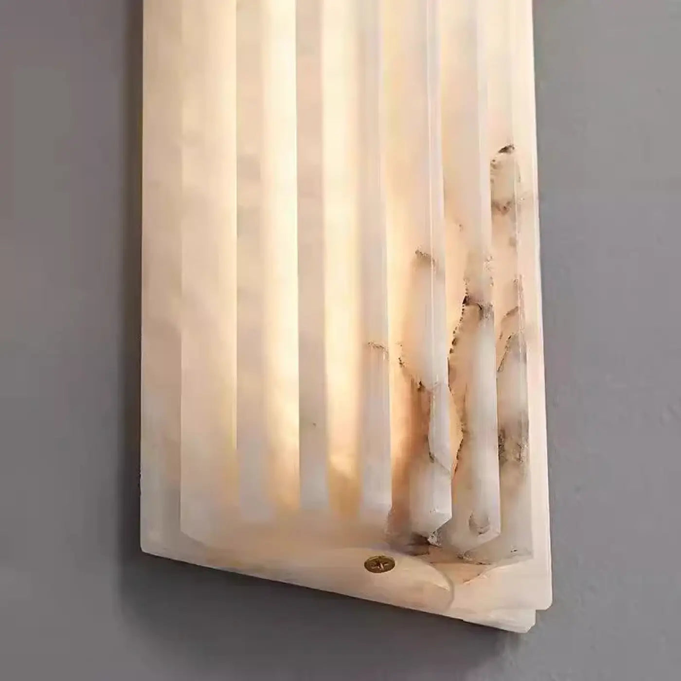 Applique murale LED longiligne blanche en pierre et métal — vue 2