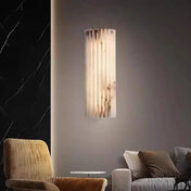 Applique murale LED longiligne blanche en pierre et métal — vue 4