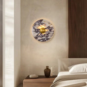 Applique murale LED marbre beige et doré ronde culot G9 — vue 1