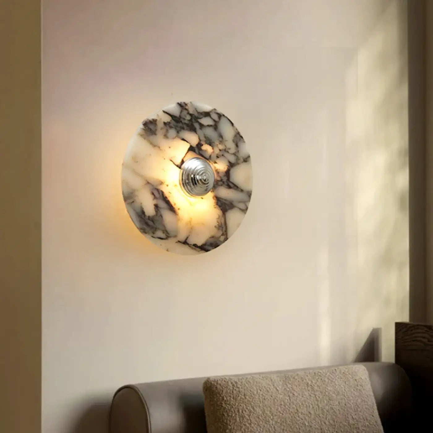 Applique murale LED marbre beige et doré ronde culot G9 — vue 4