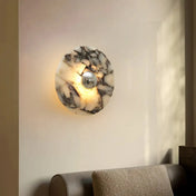 Applique murale LED marbre beige et doré ronde culot G9 — vue 4