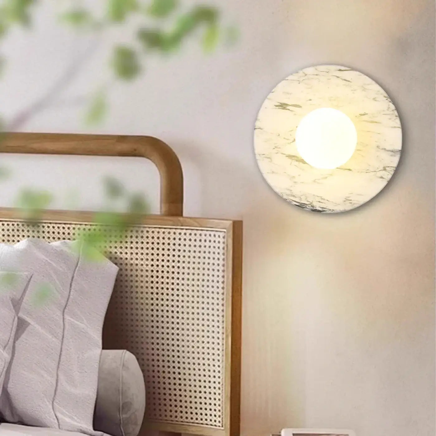 Applique murale LED marbre beige et doré ronde culot G9 — vue 5