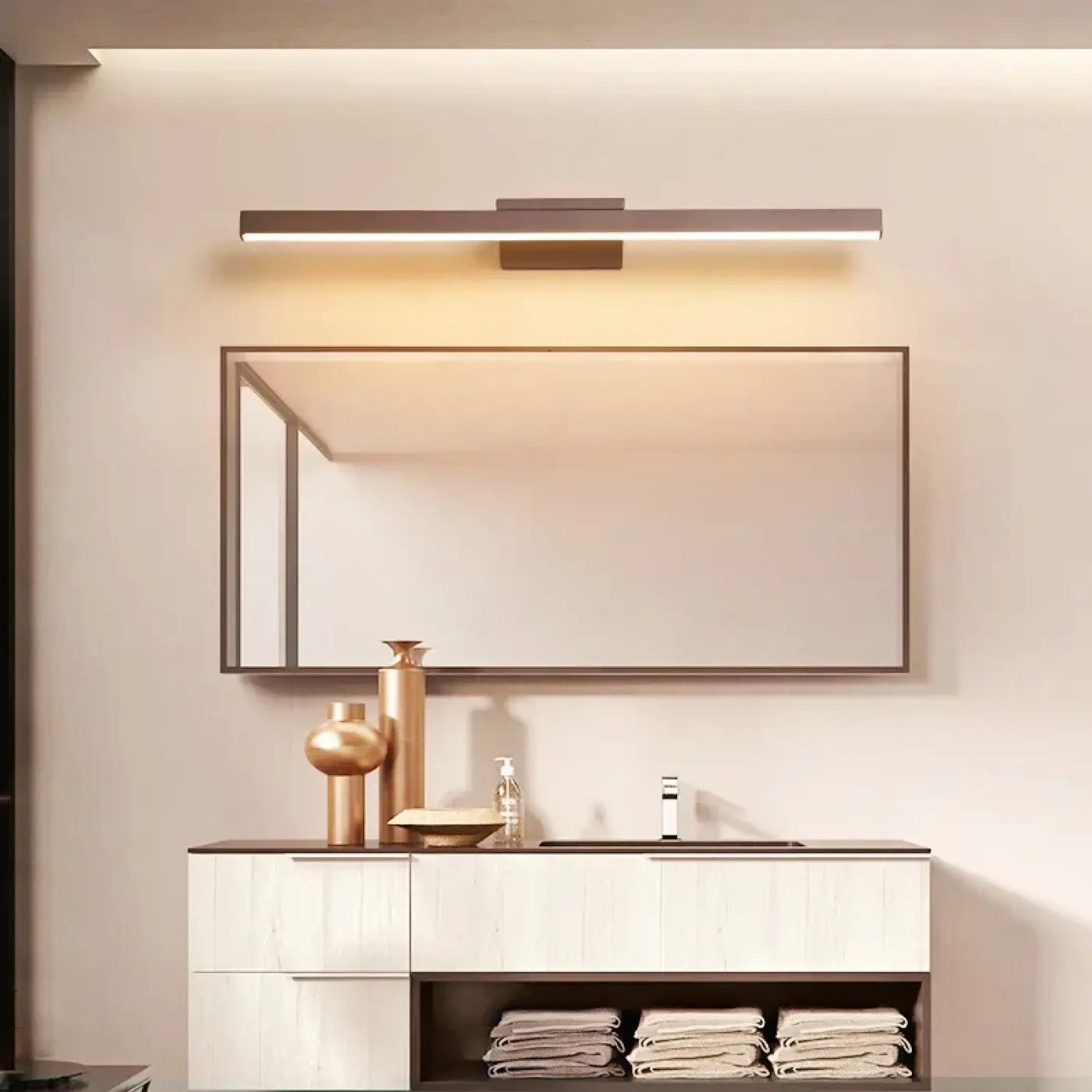 Applique murale LED marron linéaire en aluminium — vue 1