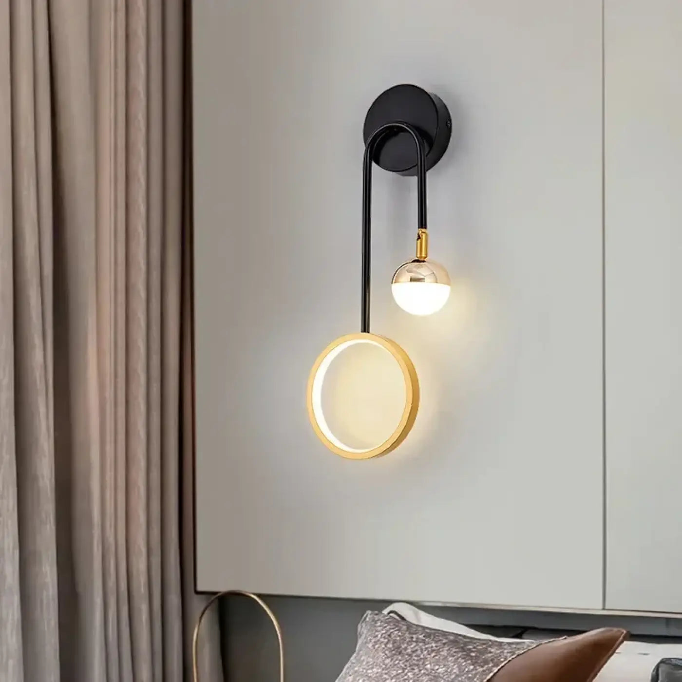 Applique murale LED métal doré et noir double source — vue 5