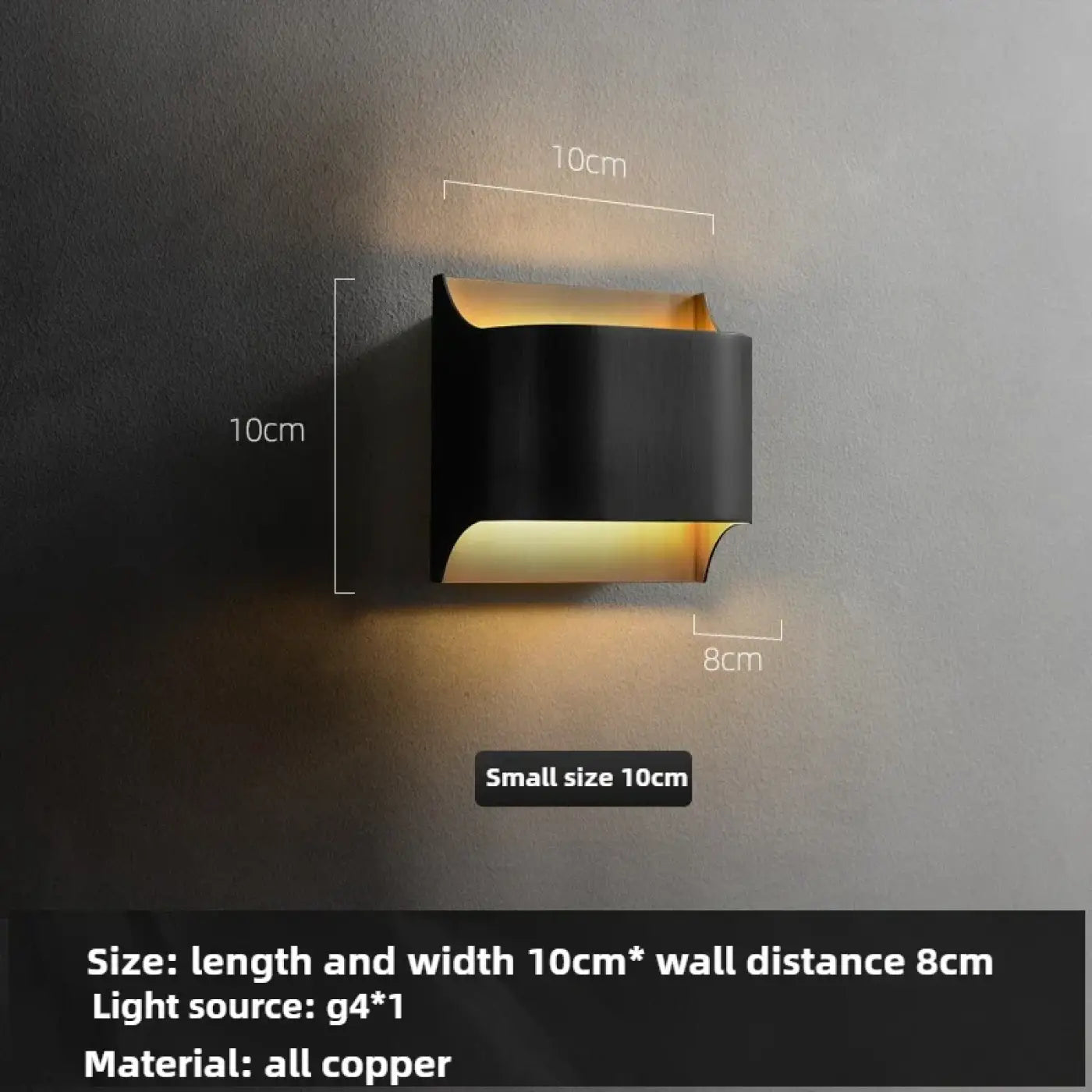 Applique murale LED métal noir et doré culot E14 4 tailles — vue 1