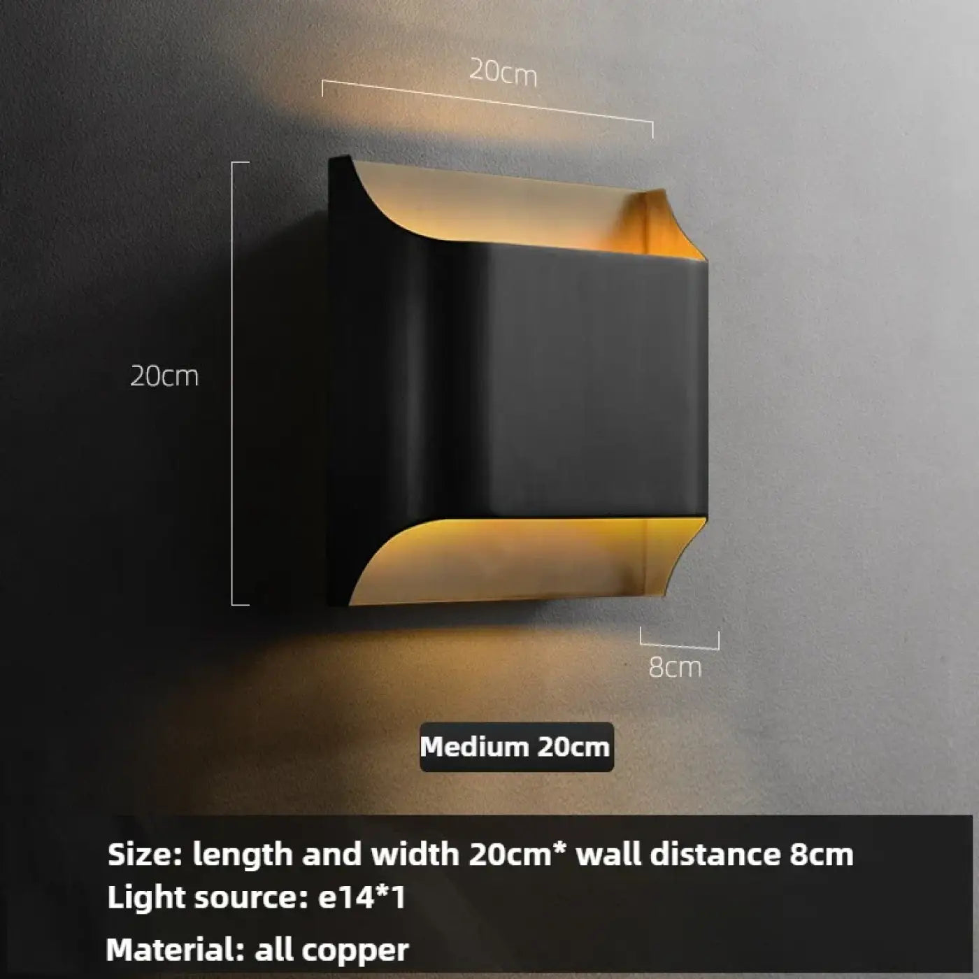 Applique murale LED métal noir et doré culot E14 4 tailles — vue 13