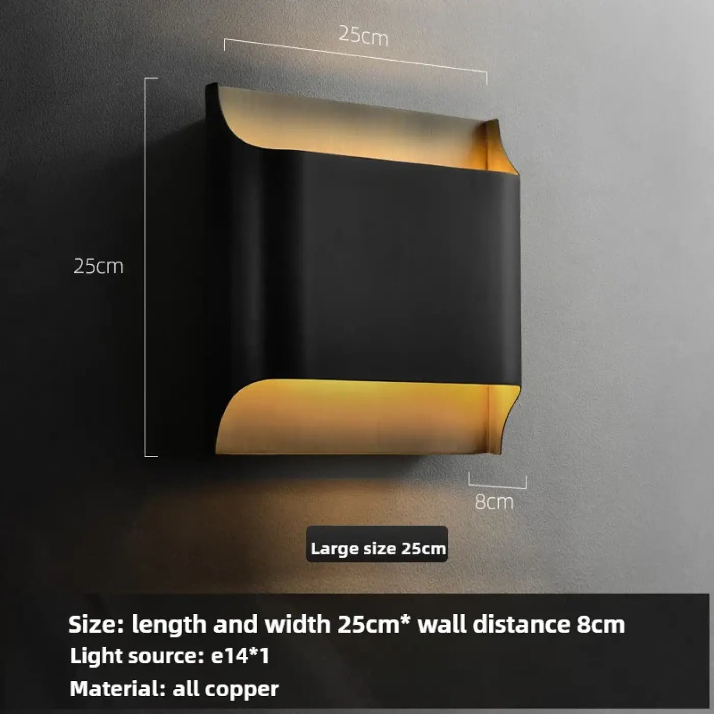 Applique murale LED métal noir et doré culot E14 4 tailles — vue 18
